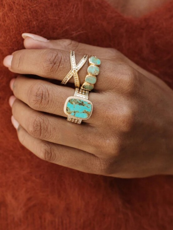 Anna Beck Jewelry - Anna Beck Turquoise Multi-Cushion Ring 18K Gold Plated